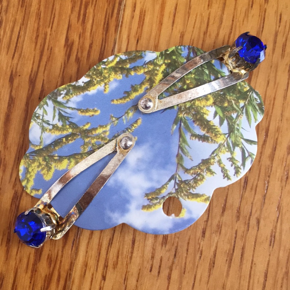 Decorative Hair clip Small Single Stone Blue